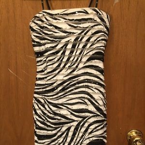 size small zebra strapless homecoming dress